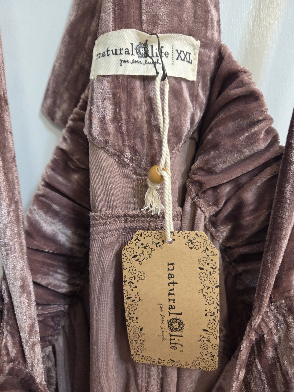 NATURAL LIFE Dusty Mauve Velvet Overalls with Tag - Picture 5 of 7